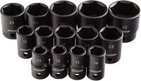 ARCAN TOOLS 1/2" Drive Shallow Impact Socket Set, Metric, 11mm - 32mm, 14 Pieces (AS21214M)