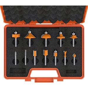 CMT Woodworking Cutting Tools 800.503.11 12-Piece Router Bit Set with Case, 1/4" Shank