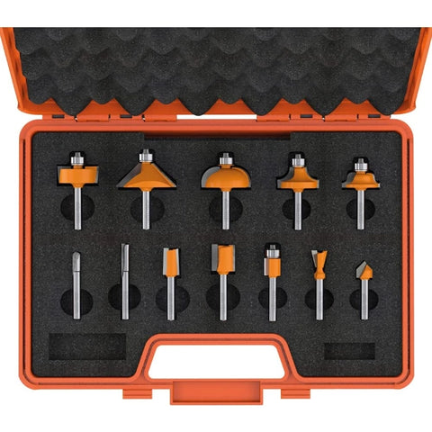 CMT Woodworking Cutting Tools 800.503.11 12-Piece Router Bit Set with Case, 1/4" Shank