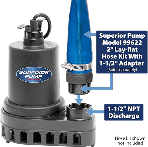 Superior Pump 91570 3300GPH Thermoplastic Submersible Utility Pump with 10-Foot Cord, 1/2 HP Superior Pump 91570 3300GPH Thermoplastic Submersible Utility Pump with 10-Foot Cord, 1/2 HP