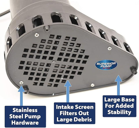 Superior Pump 91570 3300GPH Thermoplastic Submersible Utility Pump with 10-Foot Cord, 1/2 HP Superior Pump 91570 3300GPH Thermoplastic Submersible Utility Pump with 10-Foot Cord, 1/2 HP