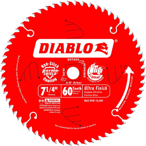 Diablo D0760X 7-1/4-Inch x 60 ATB Ultra Finish Saw Blade
