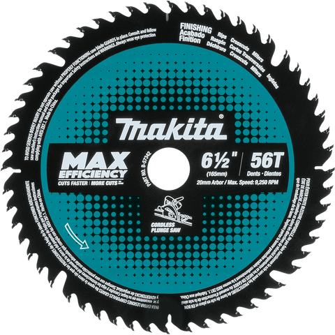 Makita B-57342 6‑1/2" 56T Carbide‑Tipped Max Efficiency Cordless Plunge Saw Blade