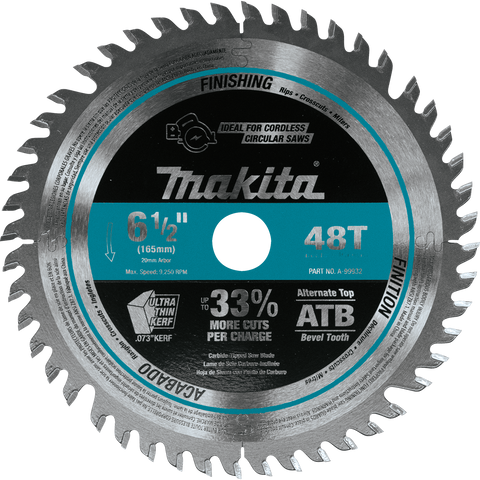 Makita A-99932 6‑1/2" 48T Carbide‑Tipped Cordless Plunge Saw Blade