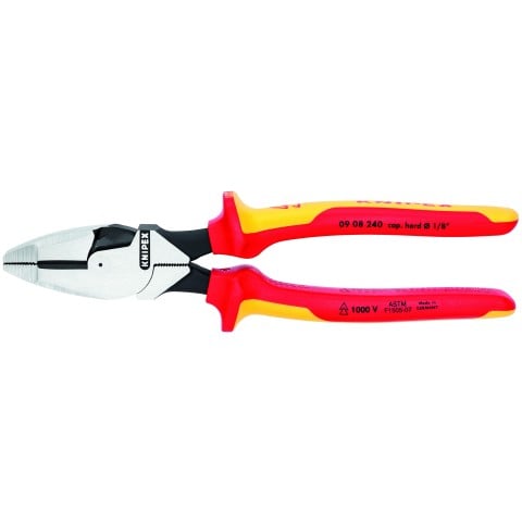 KNIPEX 09 08 240SBA 9 1/2" High Leverage Lineman's Pliers New England Head-1000V Insulated