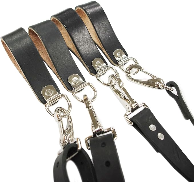 Rudedog USA #420 Heavy Duty Leather Suspender D-Ring Loops 4pk