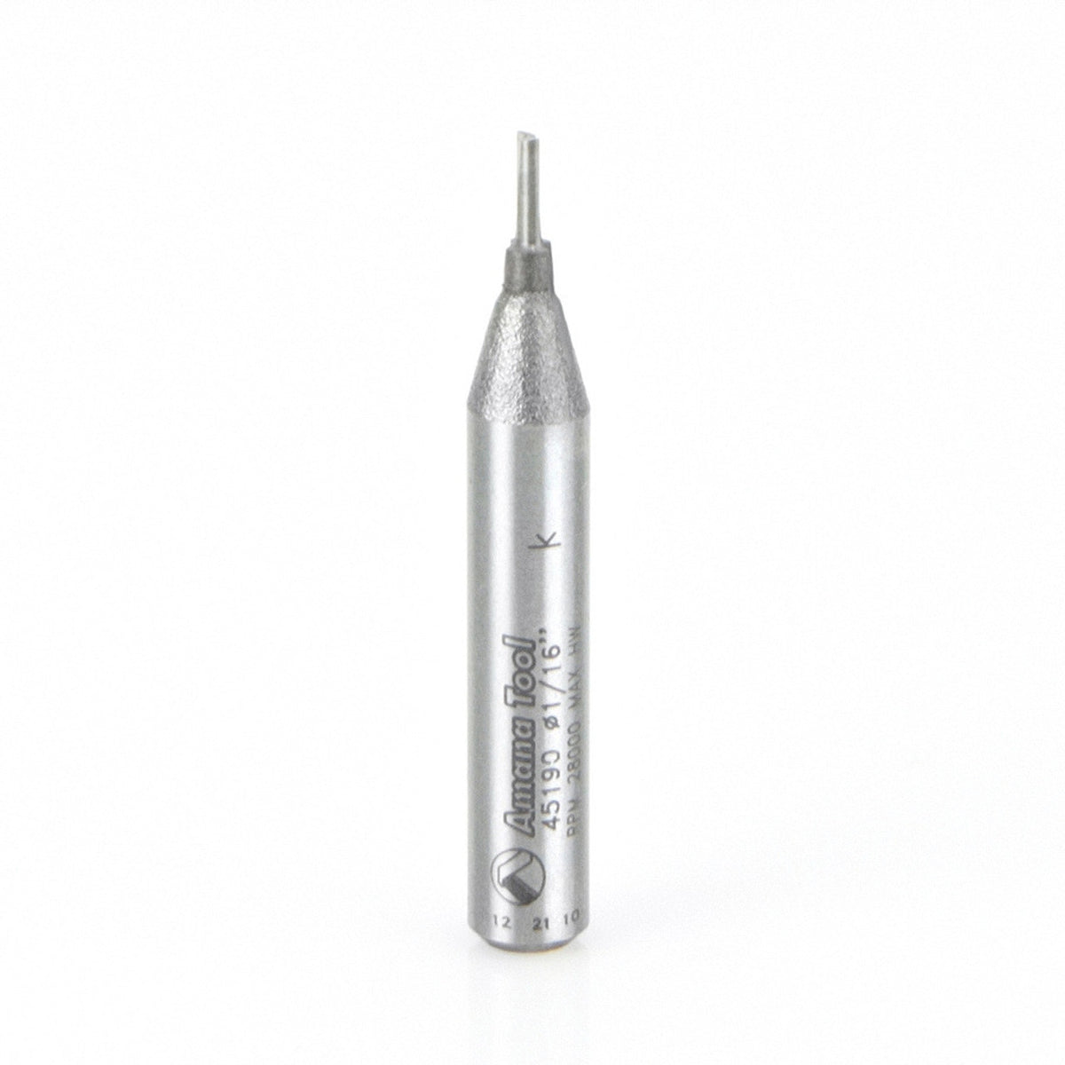 Amana Tool 45190 Solid Carbide Cutting Edge Straight Plunge High Production 1/16 D x 3/16 CH x 1/4 SHK x 1-5/8 Inch Long Router Bit
