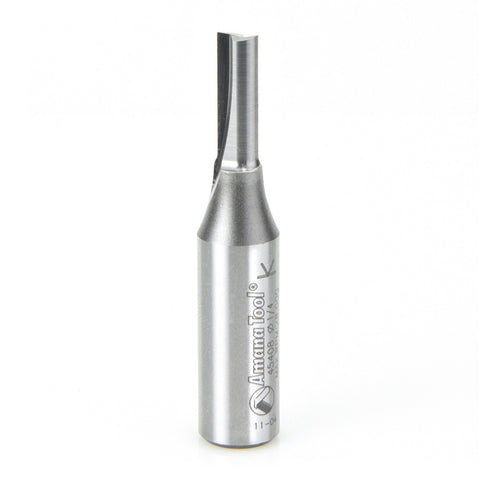 Amana Tool 45408 Solid Carbide Cutting Edge Straight Plunge High Production 1/4 D x 3/4 CH x 2-1/2 Long 1/2 Inch SHK Router Bit