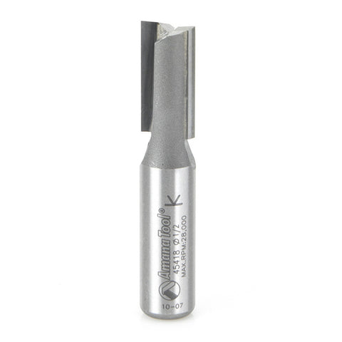 Amana Tool 45418 Carbide Tipped Straight Plunge High Production 1/2 D x 1 CH x 1/2 SHK x 2-5/8 Inch Long Router Bit