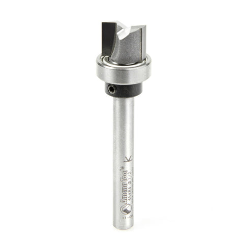 Amana Tool 45484 Carbide Tipped Flush Trim Plunge Template 1/2 D x 3/8 CH x 1/4 Inch SHK w/ Oversized Upper Ball Bearing Router Bit