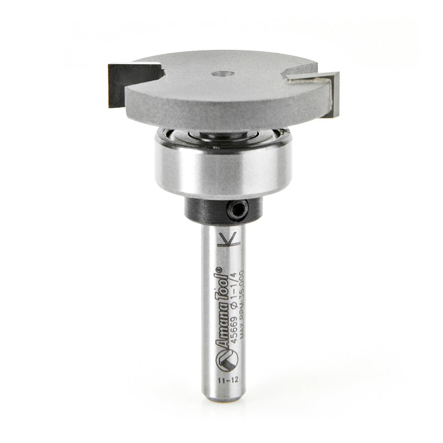 Amana Tool 45669 Carbide Tipped Flooring Straight Dedicated Cutter 1-1/4 Dia x 1/4 x 1/4 Inch Shank with Upper BB