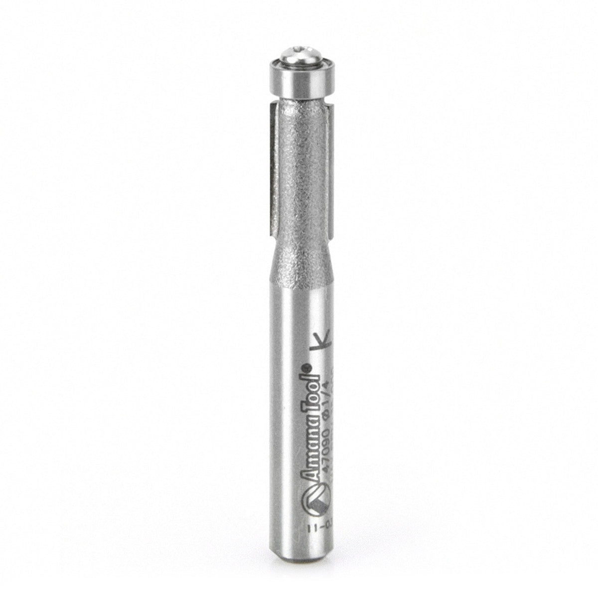 Amana Tool 47090 Carbide Tipped Flush Trim 1/4 D x 1/2 CH x 1/4 Inch SHK x 2-1/4 Inch Long Router Bit w/ Lower Ball Bearing