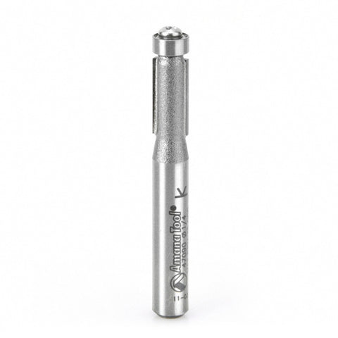 Amana Tool 47090 Carbide Tipped Flush Trim 1/4 D x 1/2 CH x 1/4 Inch SHK x 2-1/4 Inch Long Router Bit w/ Lower Ball Bearing