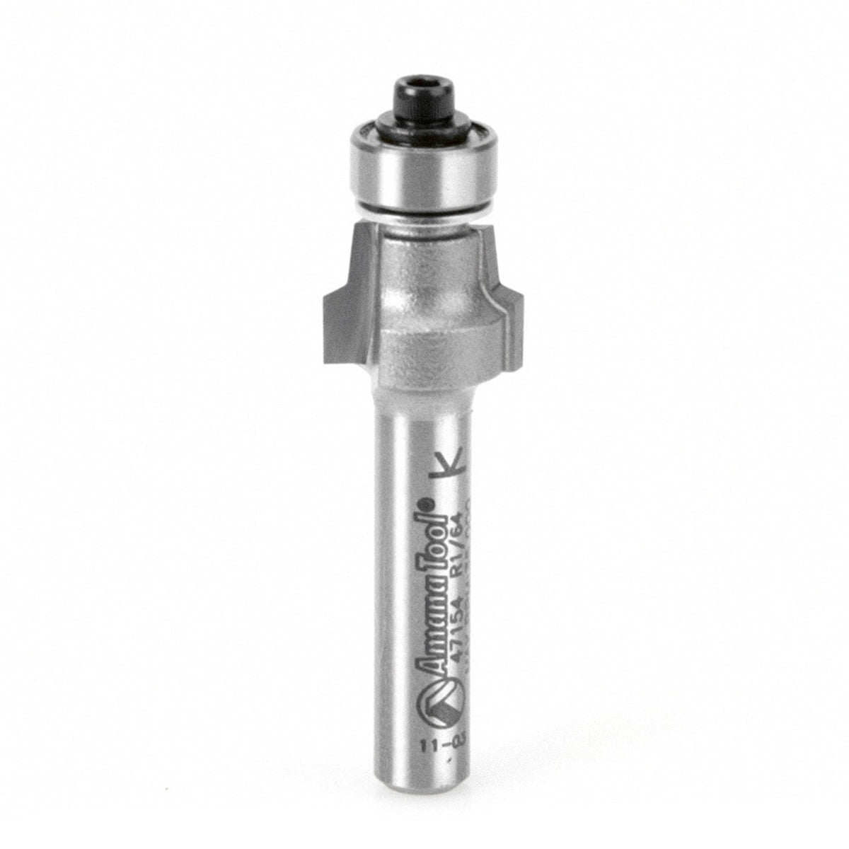 Amana Tool 47154 Carbide Tipped No-File Trim .015 R x 1/2 D x 3/8 CH x 1/4 Inch SHK w/ Lower Ball Bearing Router Bit
