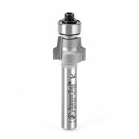 Amana Tool 47154 Carbide Tipped No-File Trim .015 R x 1/2 D x 3/8 CH x 1/4 Inch SHK w/ Lower Ball Bearing Router Bit