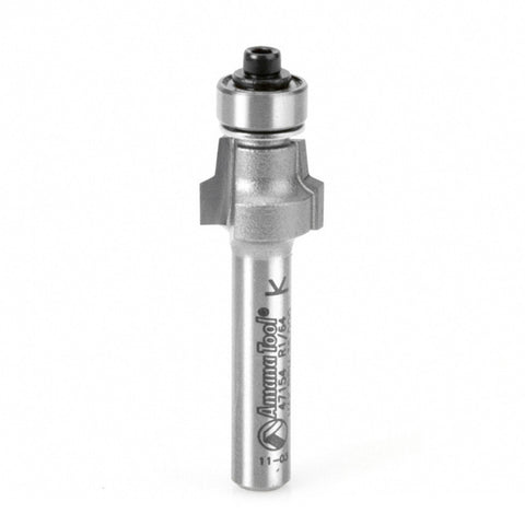 Amana Tool 47154 Carbide Tipped No-File Trim .015 R x 1/2 D x 3/8 CH x 1/4 Inch SHK w/ Lower Ball Bearing Router Bit