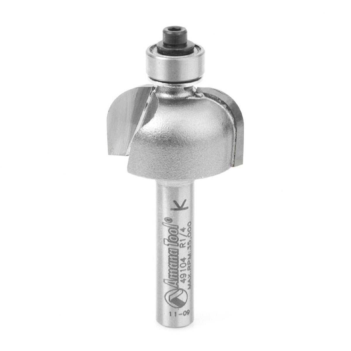 Amana Tool 49104 Carbide Tipped Cove 1/4 R x 7/8 D x 9/16 CH x 1/4 Inch SHK w/ Lower Ball Bearing Router Bit
