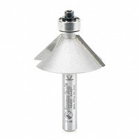 Amana Tool 49400 Carbide Tipped Chamfer 45 Degree x 1-1/4 D x 1/2 CH x 1/4 Inch SHK w/ Lower Ball Bearing Router Bit