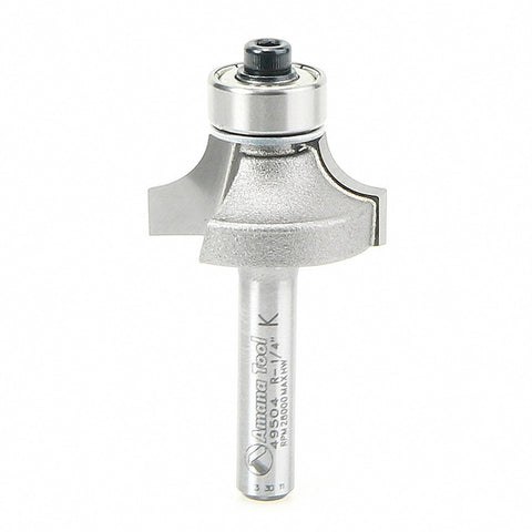 Amana Tool 49504 Carbide Tipped Corner Rounding 1/4 R x 1 Inch D x 1/2 CH x 1/4 SHK w/ Lower Ball Bearing Router Bit
