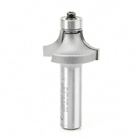 Amana Tool 49514 Carbide Tipped Corner Rounding 3/8 R x 1-1/4 D x 5/8 CH x 1/2 Inch SHK w/ Lower Ball Bearing Router Bit