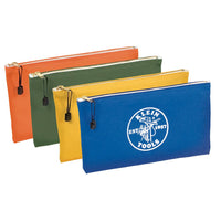 Klein Tools 5140 Zipper Bags, Canvas Tool Pouches Olive/Orange/Blue/Yellow, 4-Pack