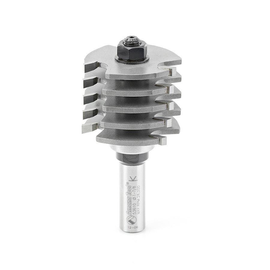 Amana Tool 53610 Carbide Tipped Box Joint 1-7/8 Dia x 1-3/8 x 1/2 Inch Shank with Upper BB 3-Flute Set