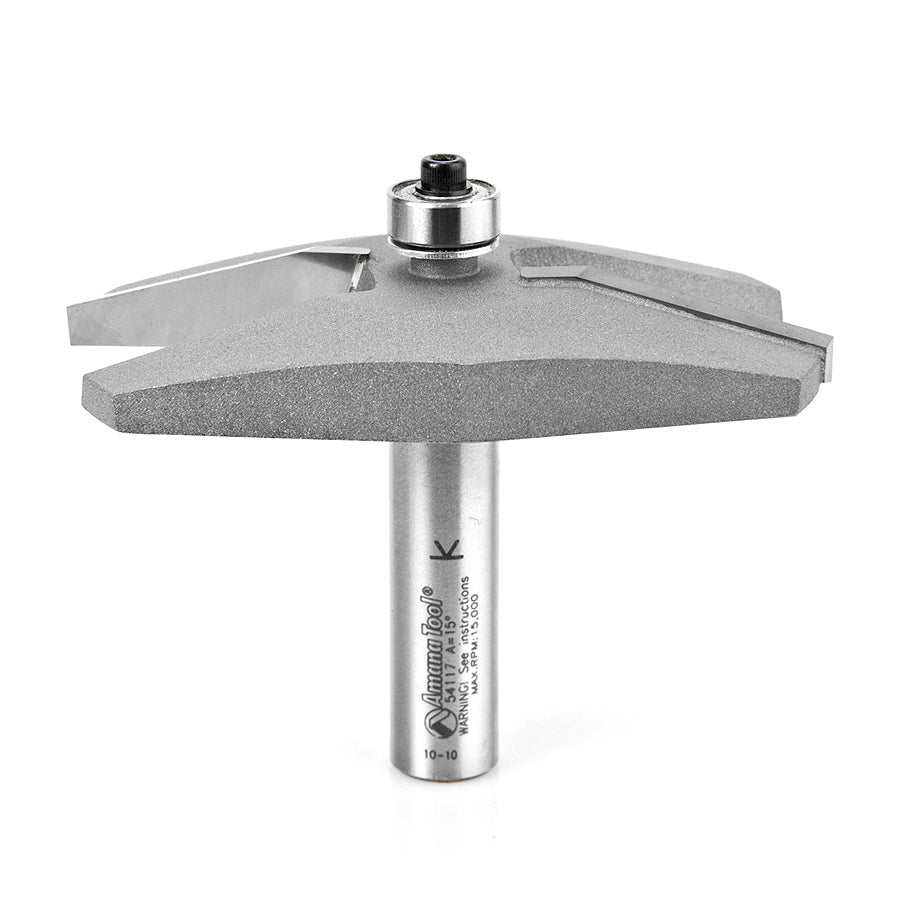 Amana Tool 54117 Carbide Tipped Traditional Raised Panel 15 Deg x 1-7/16 Angle x 3-3/8 Dia x 1/2 x 1/2 Inch Shank