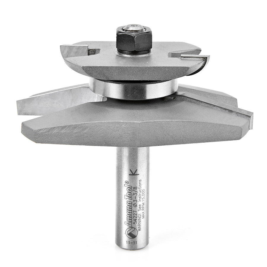 Amana Tool 54227 Carbide Tipped Traditional Raised Panel with Back Cutter 15 Deg x 1-3/8 Angle x 3-3/8 Dia x 1-1/16 x 1/2 Inch Shank