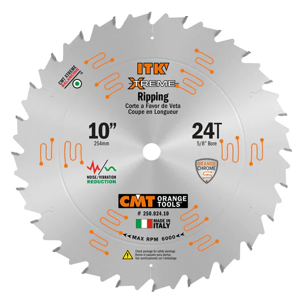 CMT 250.024.10 ITK XTreme Industrial Rip Saw Blade, 10-Inch x 24 Teeth ATB Grind with 5/8-Inch Bore