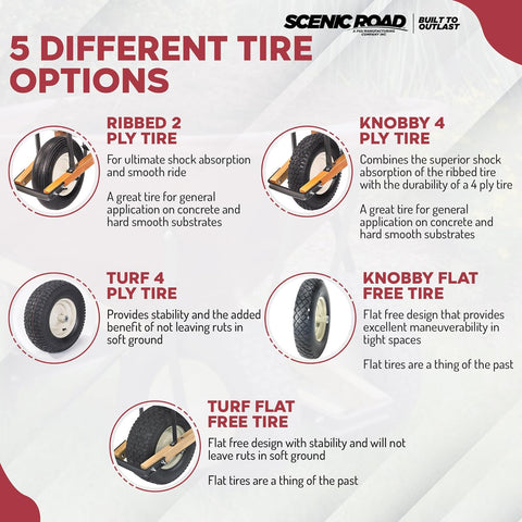 Scenic Road M6-1K 6cu Wheelbarrow with Knobby Pneumatic Tire