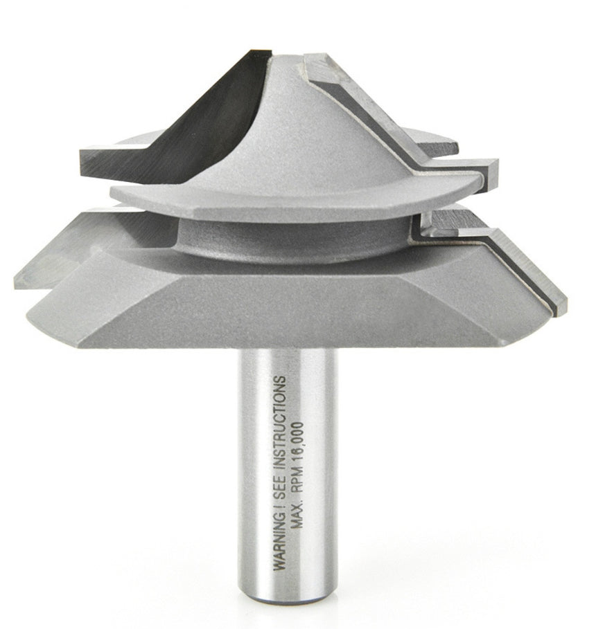 Amana Tool 55390 Carbide Tipped Lock Miter 45 Deg x 2-11/16 D x 1-3/16 CH x 1/2 Inch SHK Router Bit for 1/2" - 7/8" Material