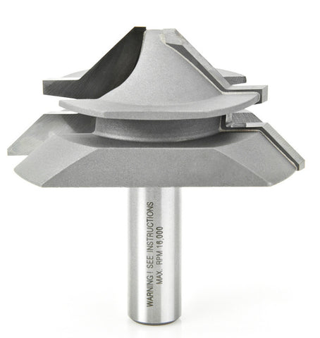 Amana Tool 55390 Carbide Tipped Lock Miter 45 Deg x 2-11/16 D x 1-3/16 CH x 1/2 Inch SHK Router Bit for 1/2" - 7/8" Material