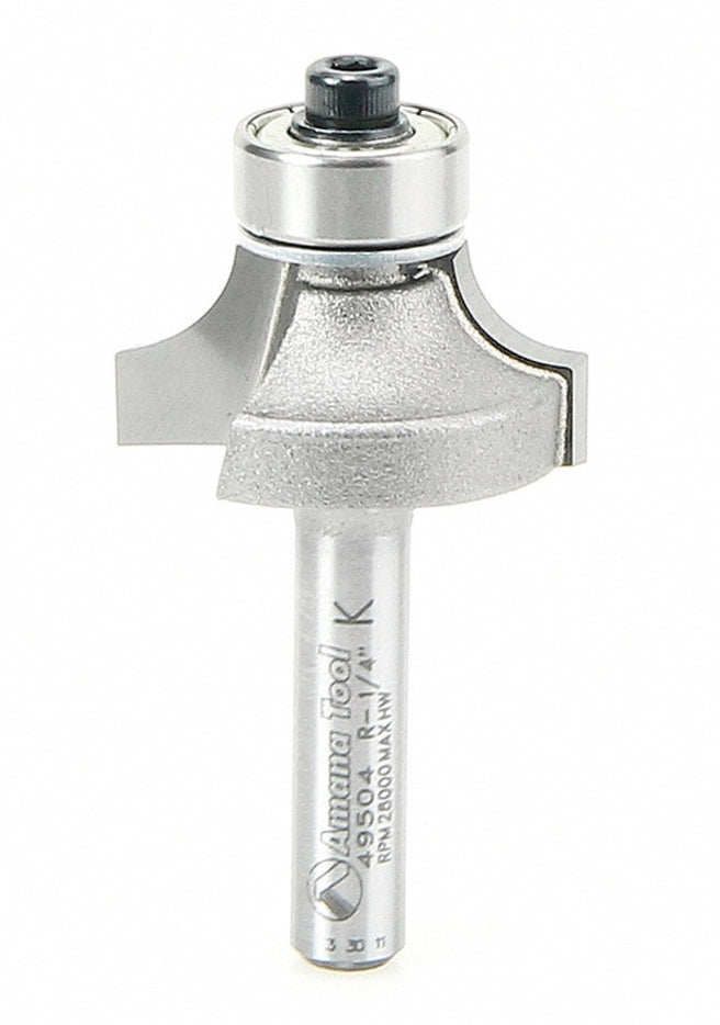 Amana Tool 49504 Carbide Tipped Corner Rounding 1/4 R x 1 Inch D x 1/2 CH x 1/4 SHK w/ Lower Ball Bearing Router Bit