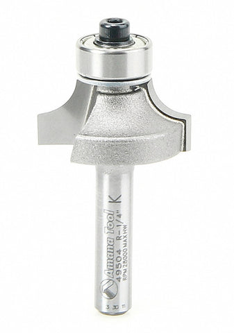 Amana Tool 49504 Carbide Tipped Corner Rounding 1/4 R x 1 Inch D x 1/2 CH x 1/4 SHK w/ Lower Ball Bearing Router Bit