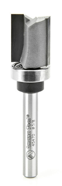 Amana Tool 45470 Carbide Tipped Straight Plunge 5/8 D x 3/4 CH x 1/4 Inch SHK w/ Upper Ball Bearing Router Bit