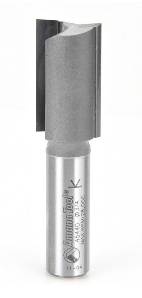 Amana Tool 45440 Carbide Tipped Straight Plunge High Production 3/4 D x 1-1/4 CH x 1/2 SHK x 2-7/8 Inch Long Router Bit