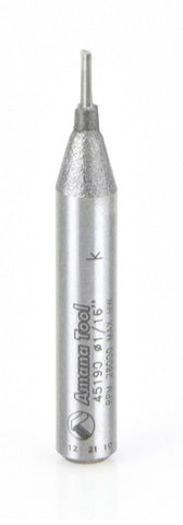 Amana Tool 45190 Solid Carbide Cutting Edge Straight Plunge High Production 1/16 D x 3/16 CH x 1/4 SHK x 1-5/8 Inch Long Router Bit
