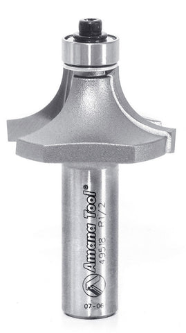Amana Tool 49518 Carbide Tipped Corner Rounding 1/2 R x 1-1/2 D x 3/4 CH x 1/2 Inch SHK w/ Lower Ball Bearing Router Bit