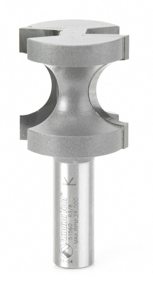 Amana Tool 51560 Carbide Tipped Bullnose 3/8 R x 1-3/8 D x 1-27/64 CH x 1/2 Inch SHK Router Bit