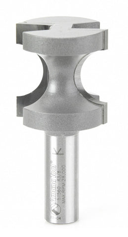 Amana Tool 51560 Carbide Tipped Bullnose 3/8 R x 1-3/8 D x 1-27/64 CH x 1/2 Inch SHK Router Bit