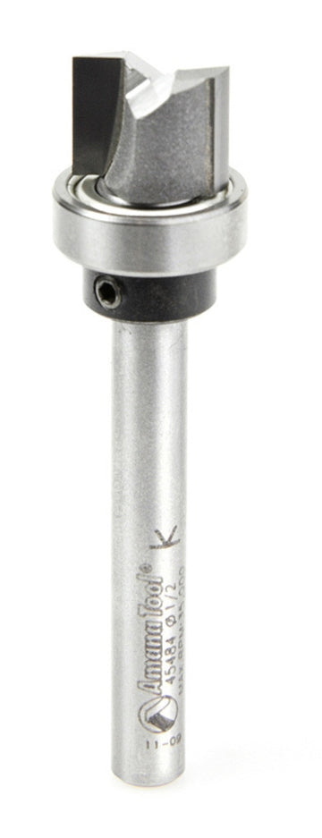 Amana Tool 45484 Carbide Tipped Flush Trim Plunge Template 1/2 D x 3/8 CH x 1/4 Inch SHK w/ Oversized Upper Ball Bearing Router Bit