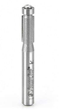 Amana Tool 47090 Carbide Tipped Flush Trim 1/4 D x 1/2 CH x 1/4 Inch SHK x 2-1/4 Inch Long Router Bit w/ Lower Ball Bearing