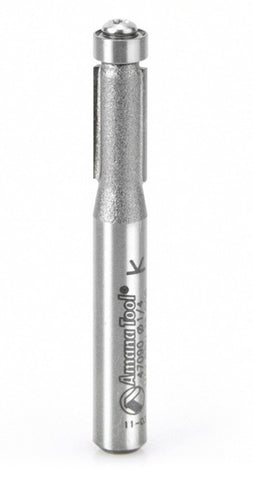 Amana Tool 47090 Carbide Tipped Flush Trim 1/4 D x 1/2 CH x 1/4 Inch SHK x 2-1/4 Inch Long Router Bit w/ Lower Ball Bearing