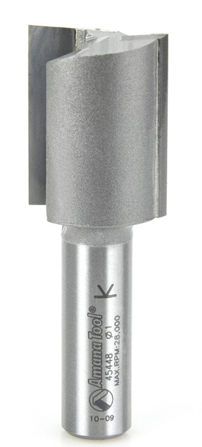 Amana Tool 45448 Carbide Tipped Straight Plunge High Production 1 D x 1-1/4 CH x 1/2 SHK x 2-7/8 Inch Long Router Bit