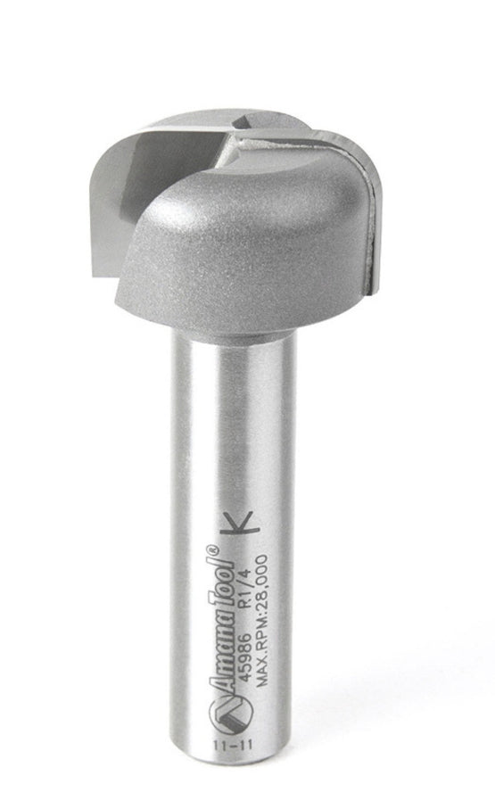 Amana Tool 45986 Carbide Tipped Bowl & Tray 1/4 R x 1-1/8 D x 5/8 CH x 1/2 Inch SHK Router Bit
