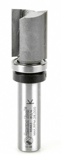 Amana Tool 45463 Carbide Tipped Flush Trim Plunge Template 3/4 D x 1 Inch CH x 1/2 SHK w/ Upper Ball Bearing Router Bit