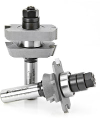 Amana Tool 55432 Carbide Tipped InStile & Rail Straight w/ Bevel 18 Deg x 1-7/8 D x 5/8 to 1-1/8 CH x 1/2 Inch SHK w/ Lower BB Adjustable Router Bit Set for Plywood