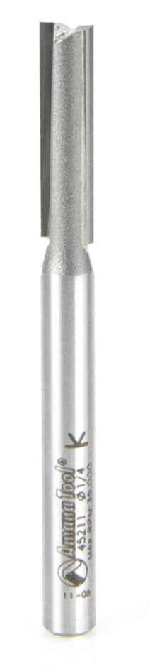 Amana Tool 45211 Carbide Tipped Straight Plunge High Production 1/4 D x 1 CH x 1/4 SHK x 2-7/8 Inch Long Router Bit