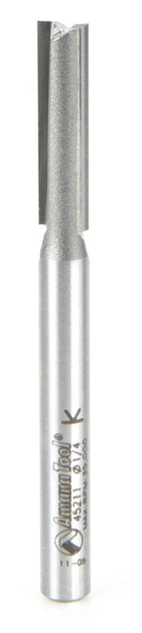 Amana Tool 45211 Carbide Tipped Straight Plunge High Production 1/4 D x 1 CH x 1/4 SHK x 2-7/8 Inch Long Router Bit