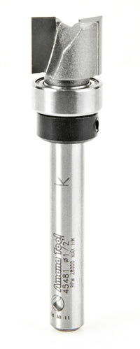 Amana Tool 45481 Carbide Tipped Flush Trim Plunge Template 1/2 D x 3/8 CH x 1/4 Inch SHK w/ Upper Ball Bearing Router Bit